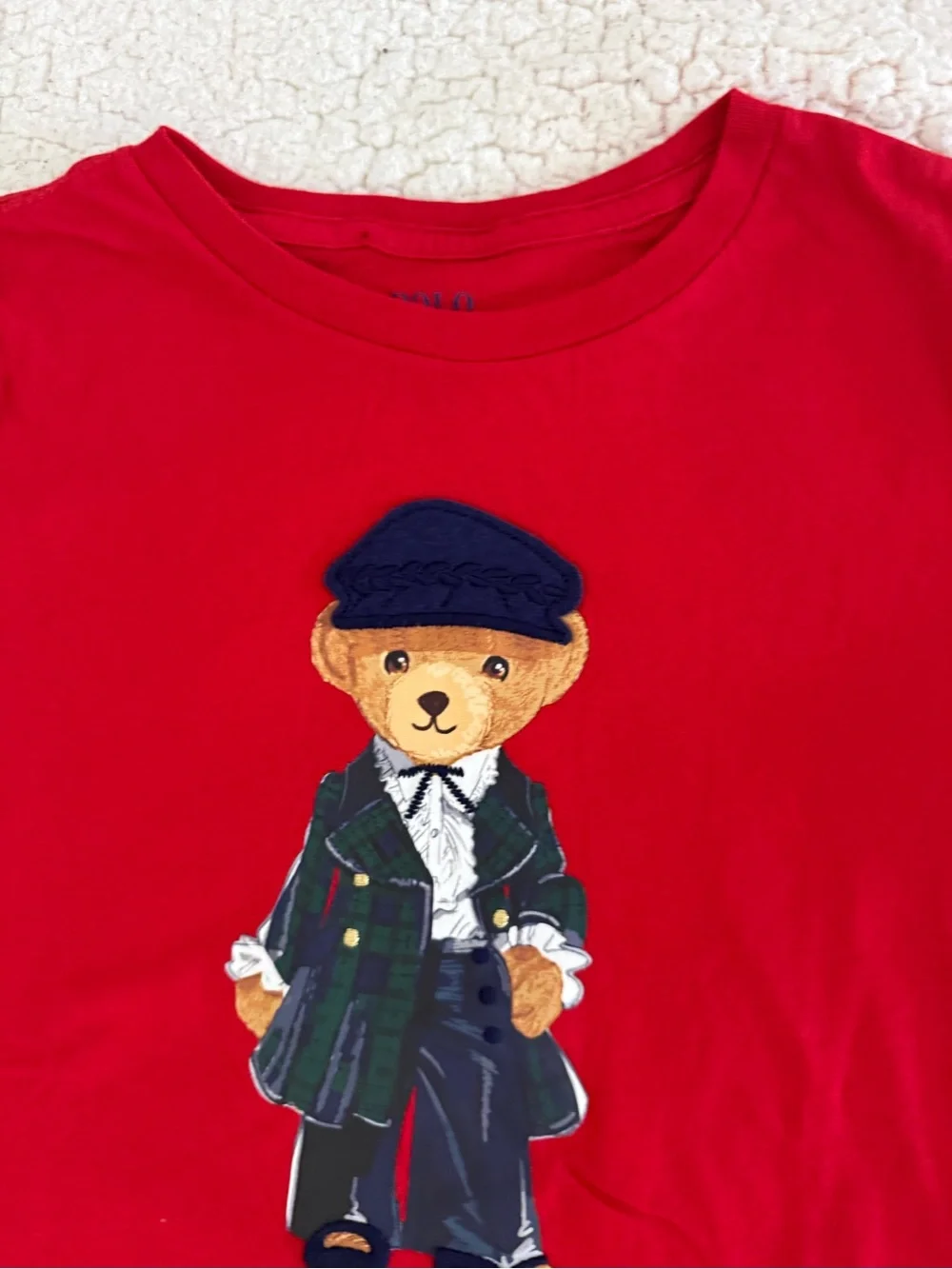 New girls Sz M 8-10, XL 16 Ralph Lauren Red Polo Bear Short Sleeve shirt
